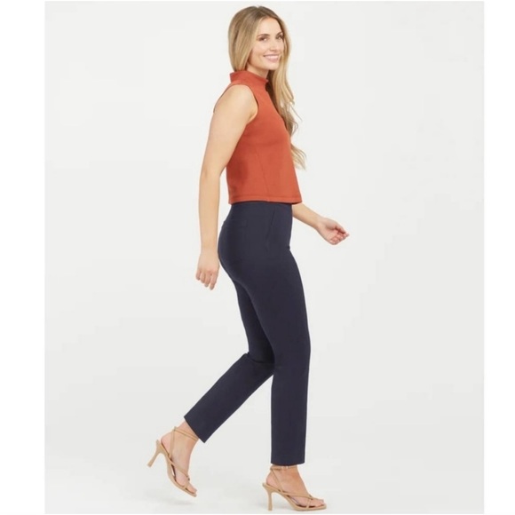 Spanx Polished Ankle Slim Pants On The Go in Classic Navy Size Large Petite - Picture 2 of 12